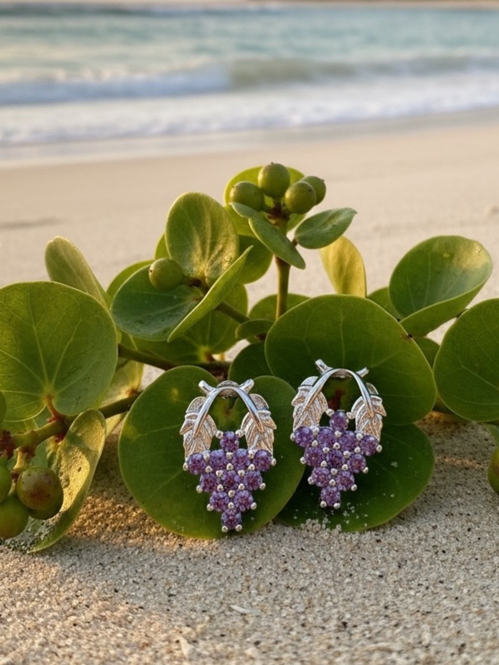 Grape Sparkle Sterling Silver Earrings